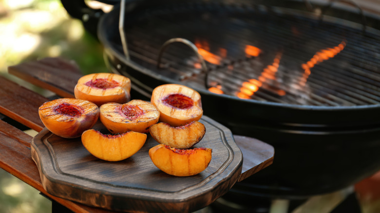 Piping hot grilled peaches