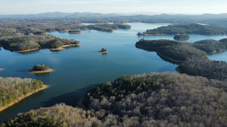 an aerial view of Lake Blue Ridge in Georgia