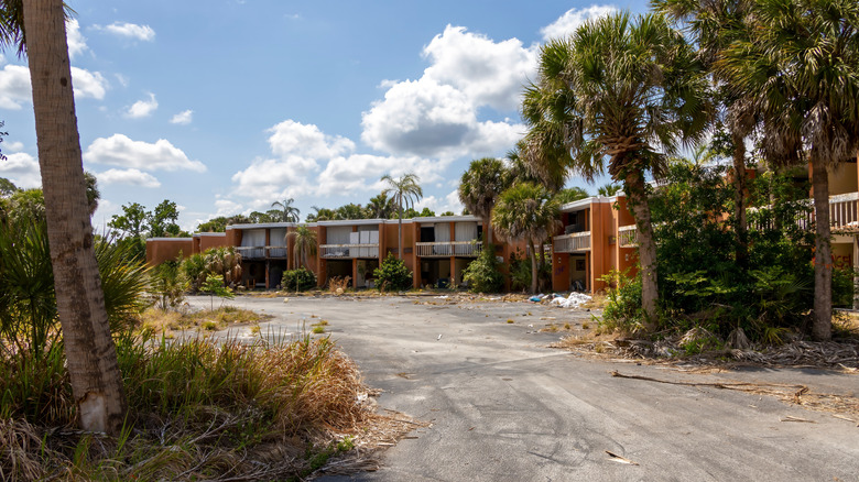Abandoned Orlando Sun Resort buildings trees