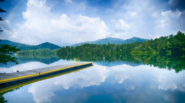 Dock on lake in Lake Santeetlah, North Carolina