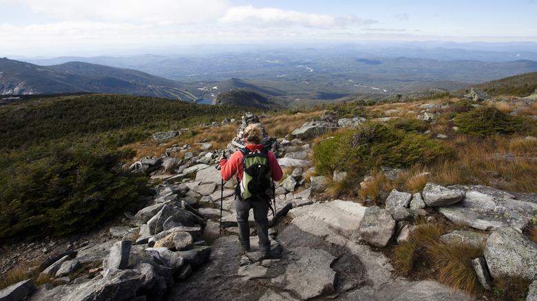 Hiker on Franconia Ridge, Pemigewasset Trail