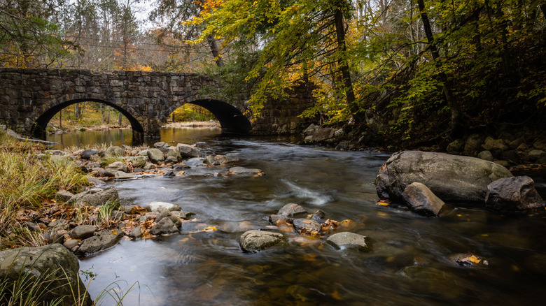 Riiver with stone bridge