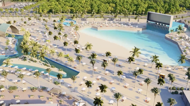 Bayou Phoenix water park concept with palm trees.