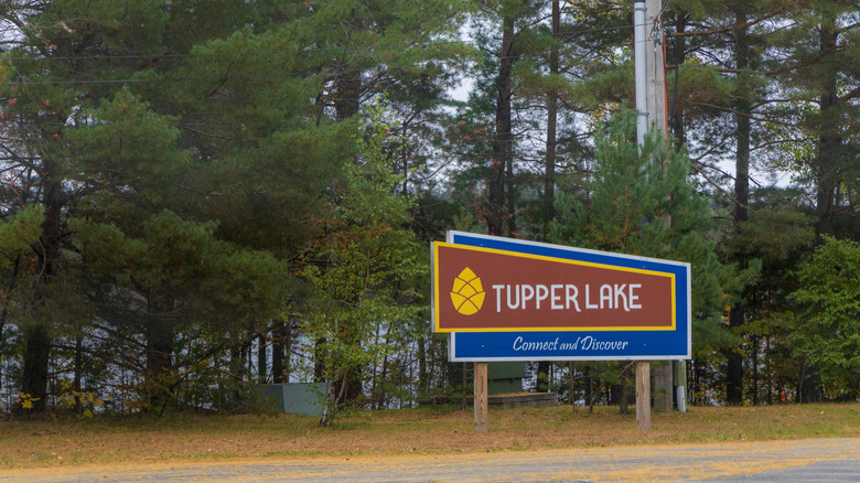 Welcome sign for Tupper Lake, New York