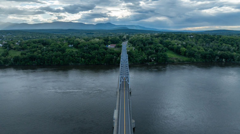 Aerial view of the Rip Van Winkle Bridge in Upstate New York
