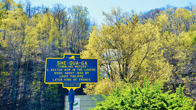 Sign of the She-Qua-Ga falls, Montour Falls