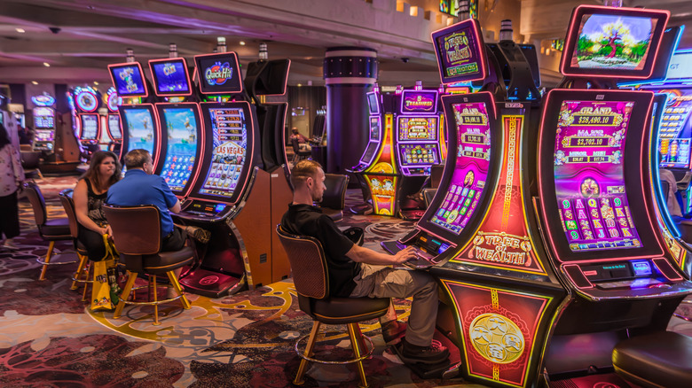 slot machines inside a casino in Las Vegas