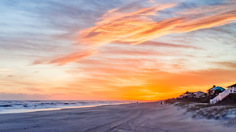 North Carolina beach scene at sunset