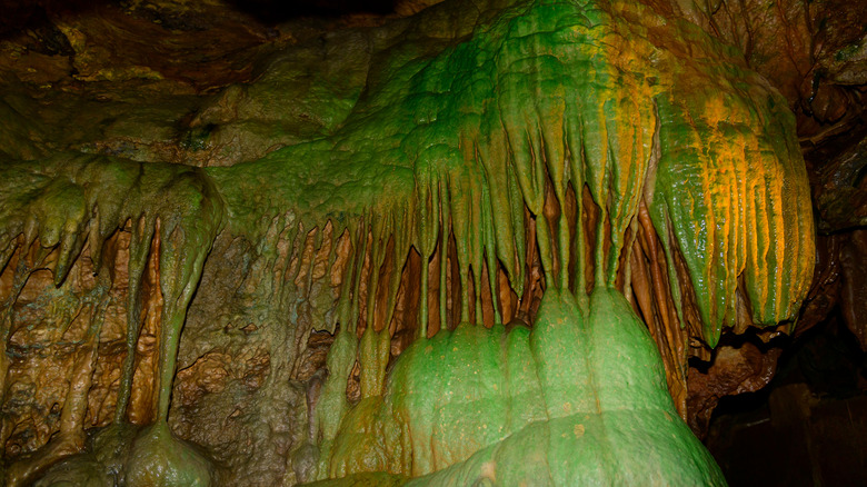 A cave formation in Linville Caverns, located north of Marion, North Carolina.