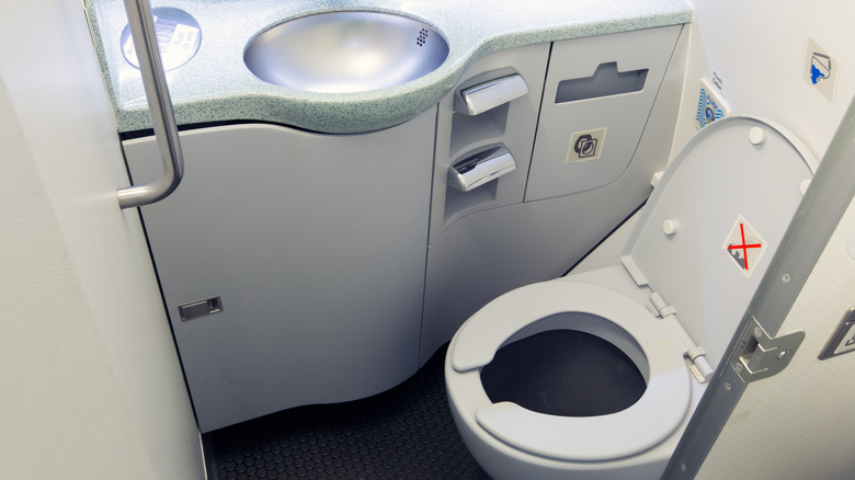 An airplane lavatory