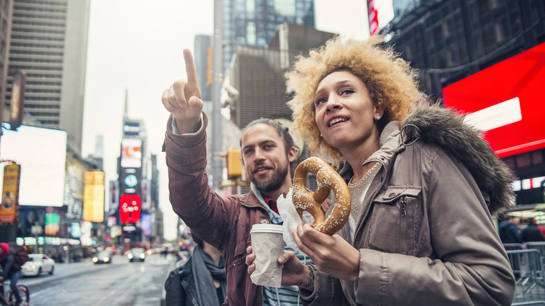 Tourists navigating New York City