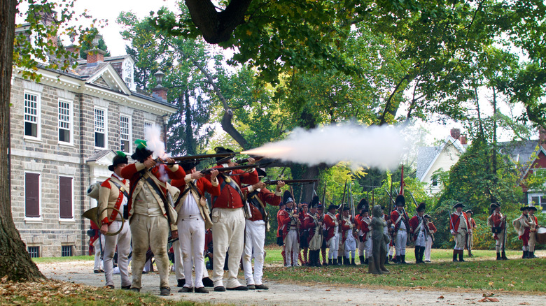 actors portraying soldiers during the Battle of Germantown