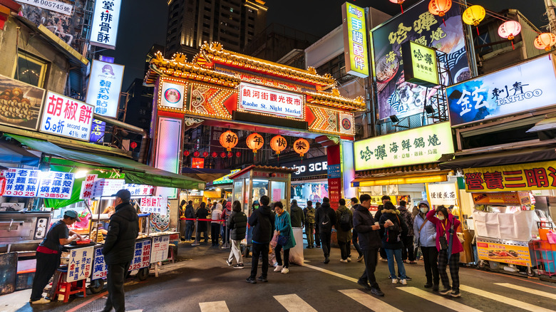 Entrance to a night market in Taipei