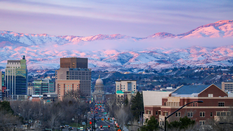 Couple sitting at a viewpoint in Boise, Idaho