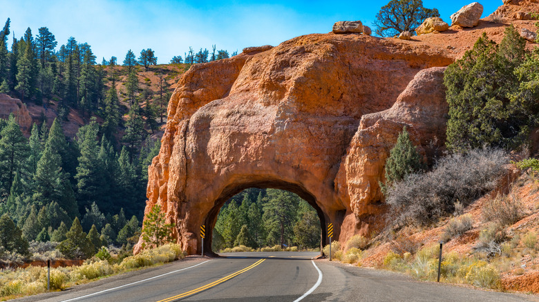 rock tunnel over road