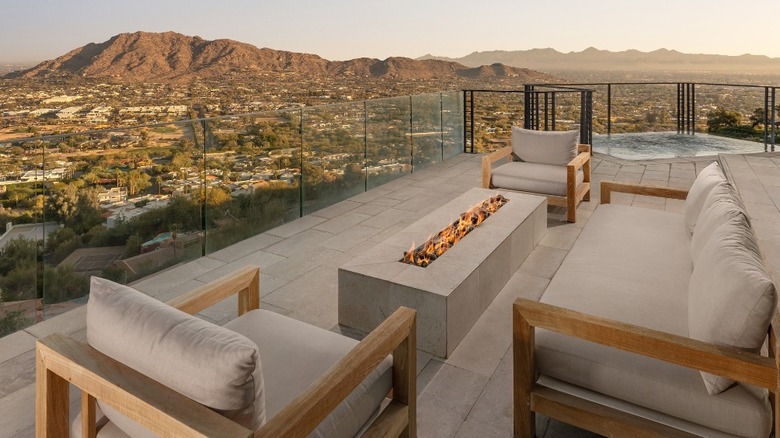 an outdoor terrace at Sanctuary Camelback Mountain in Paradise Valley, Arizona