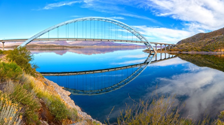Bridge crossing over lake