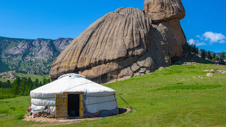 A traditional ger on the Mongolian steppe