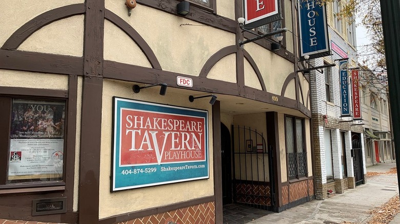 The exterior of Shakespeare Tavern Playhouse.