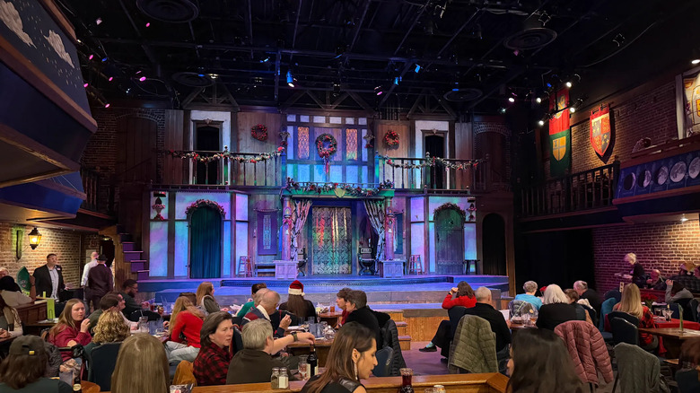 Guests enjoying dinner at the theater.