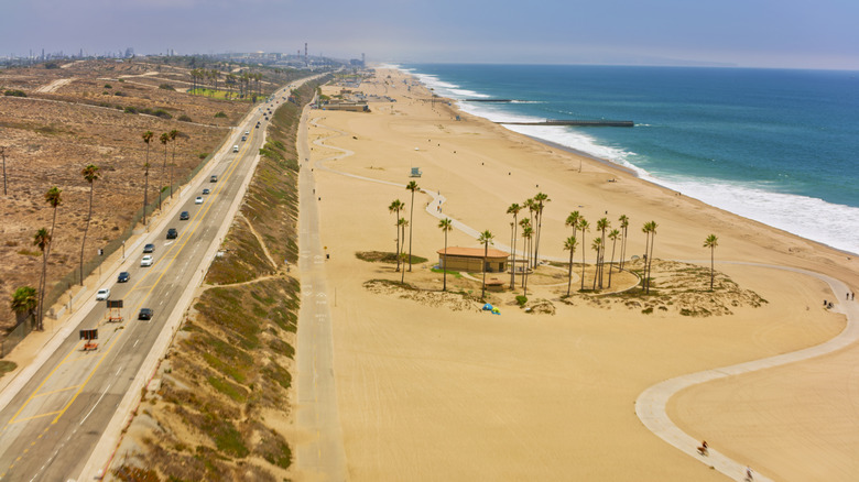 Arial view of Playa del Rey Beach in California