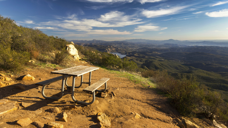 the picnic table at the summit of Iron Mountain near San Diego