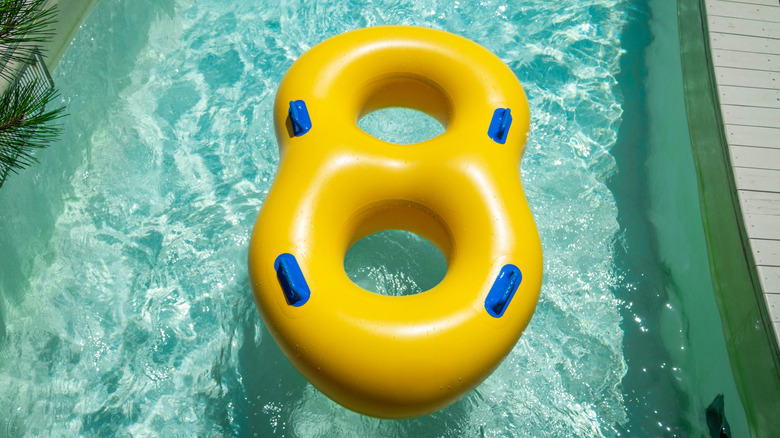 yellow innertube going down lazy river