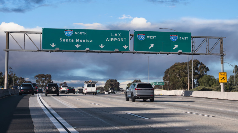 Santa Monica Airport signage at the freeway