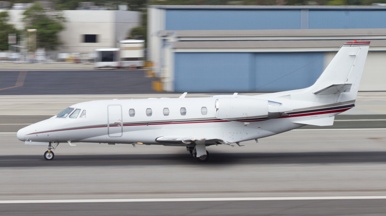 airplane about to take off at the airpot