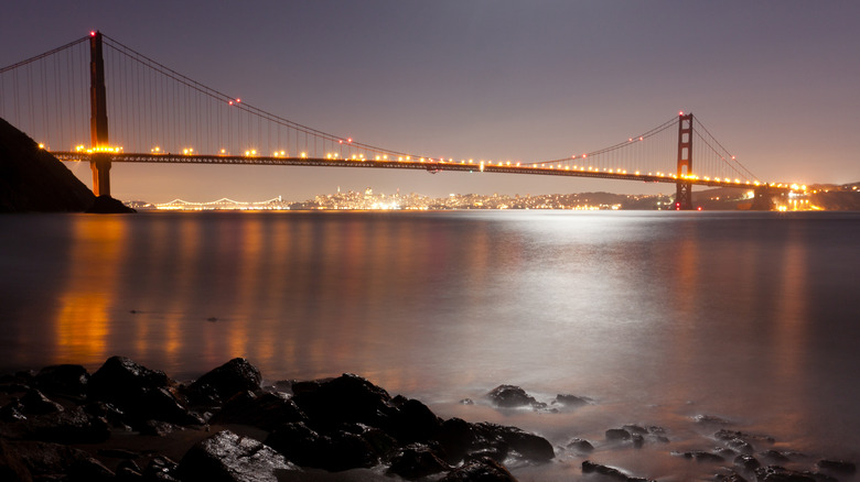 view of Golden Gate Bridge at night