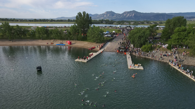 Athletes competing in Ironman