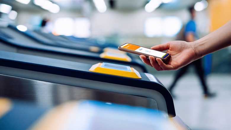 Hand-Scanning app on phone at entrance reader