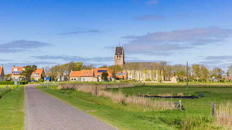 road leading to Hollum village in Ameland Netherlands