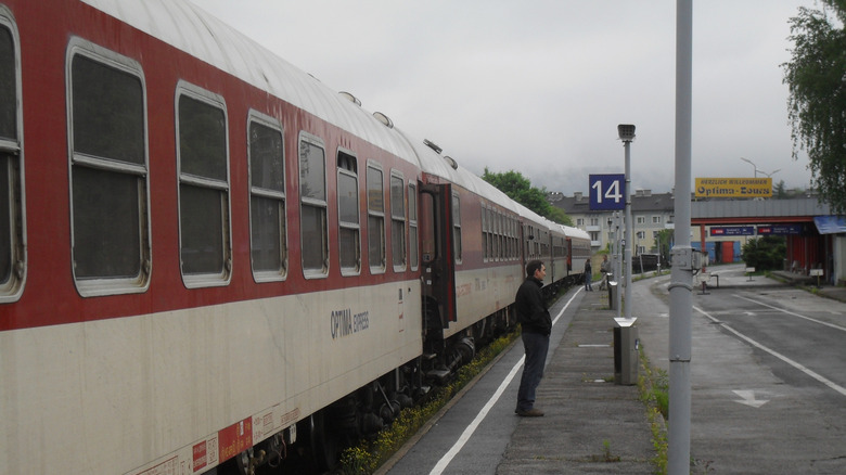 Optima Express passenger train at a station in Austria