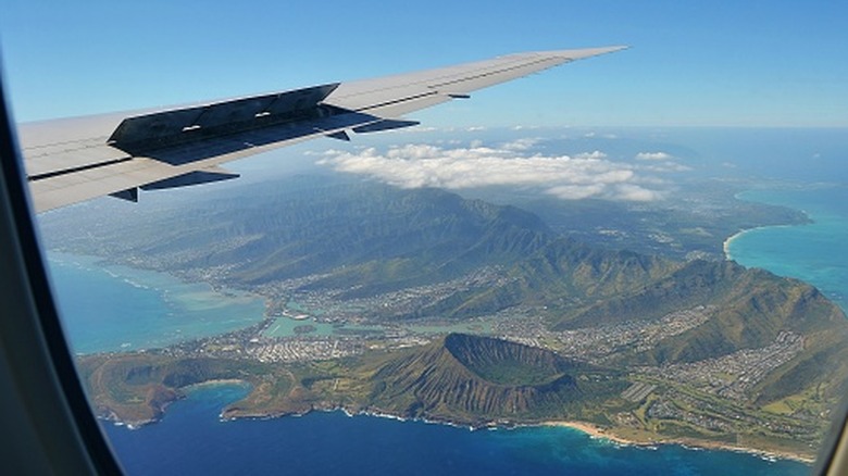 A view of Hawaii from an airplane.