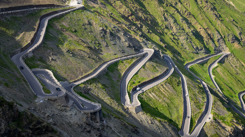 Aerial view of Stelvio Pass