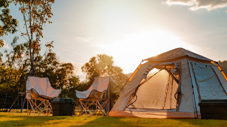 Camping gear set up