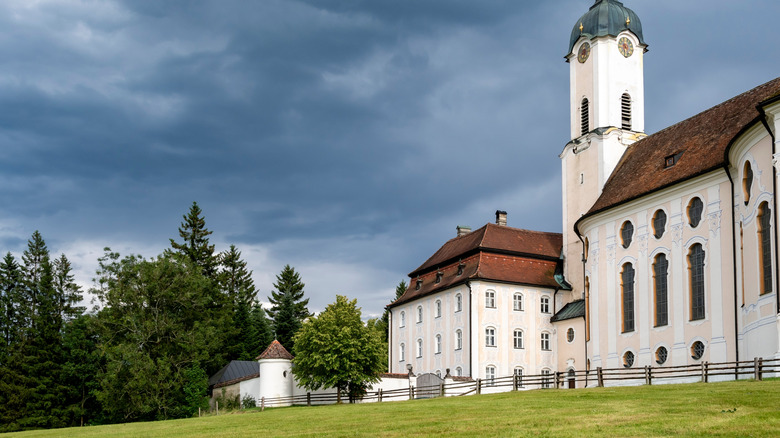 Outside view of the Wieskirche, also known as the "Church in the Meadow", in Bavaria