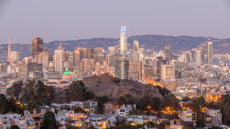 Panoramic city view of San Francisco from Tank Hill