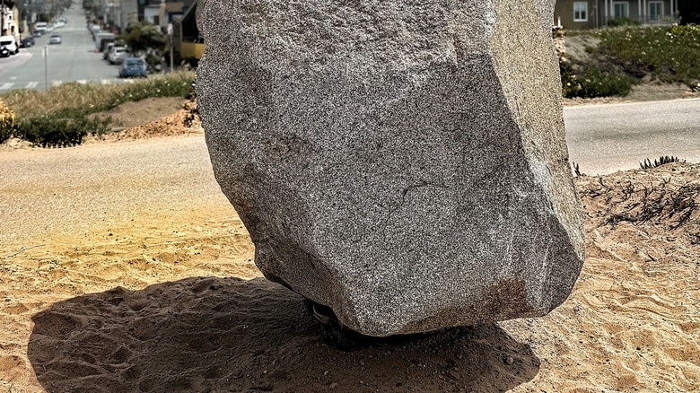 Spinner rock in the sand at Sunset Dunes Park, San Francisco