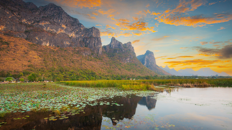 Wetlands and mountain in Thailand