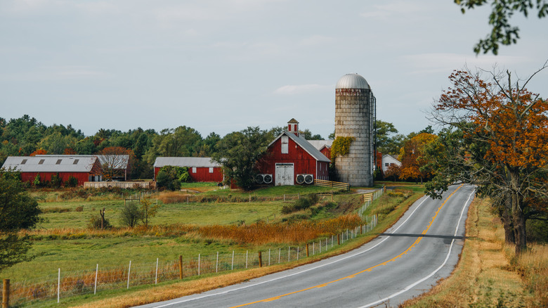 A classic red barn in upstate New York