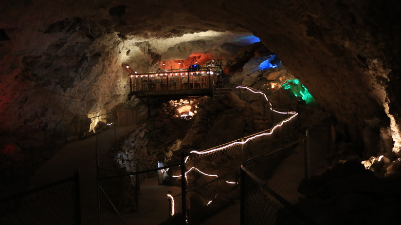 Dining platform in cave