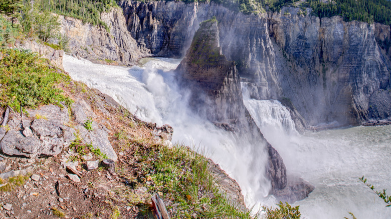 Massive Virginia Falls flowing to its depth