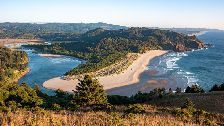 The view of beaches and forests along the Oregon coastline from Cascade Head Preserve