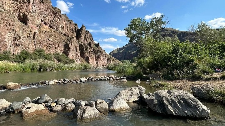 Steam rises from a Snively Hot Springs along Oregon's Owyhee River