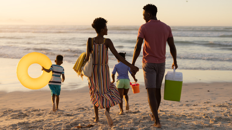 a family of four spending time at Panama City Beach