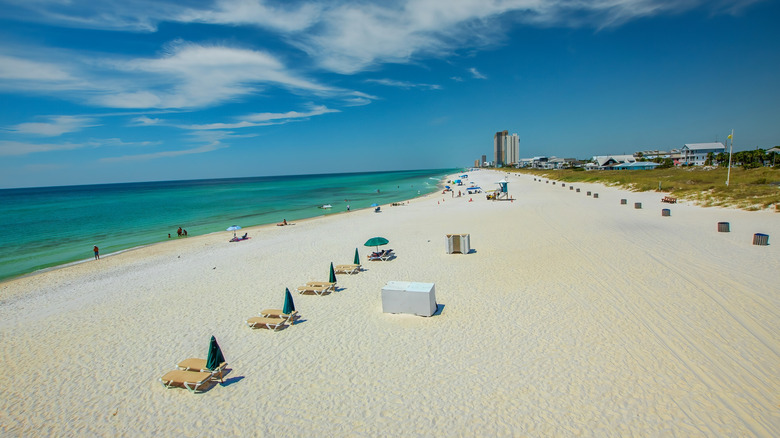 A mostly empty beach in Panama City, Florida