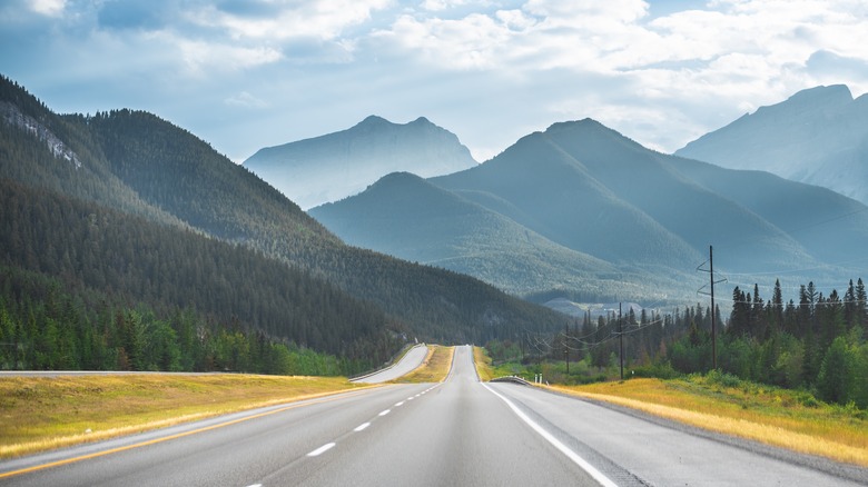 Road leading to Rocky Mountains