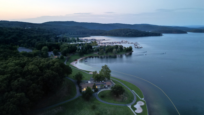 View at sunset of Raystown Lake